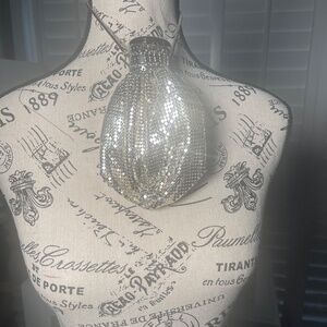 Whiting & Davis Vintage Silver Mesh Evening Bag–Drawstring Accordion Pouch